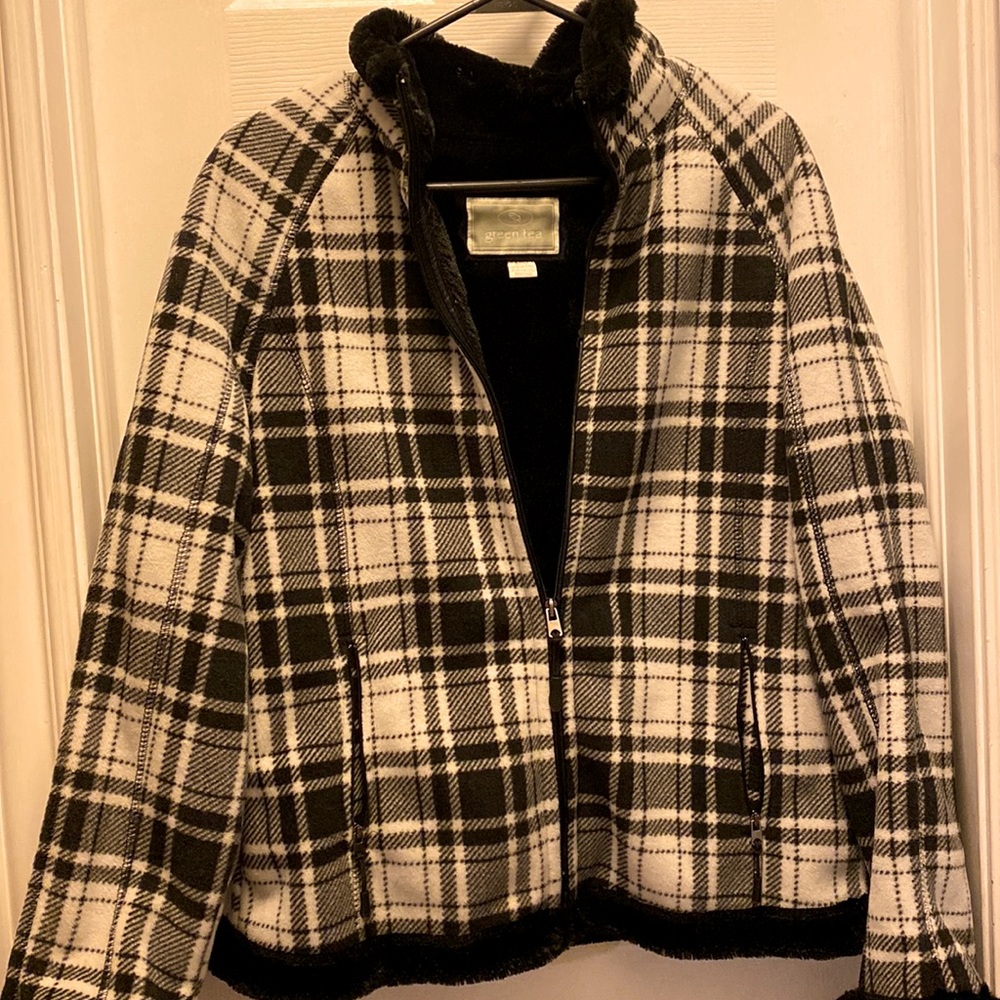 Green Tea faux fur lined jacket